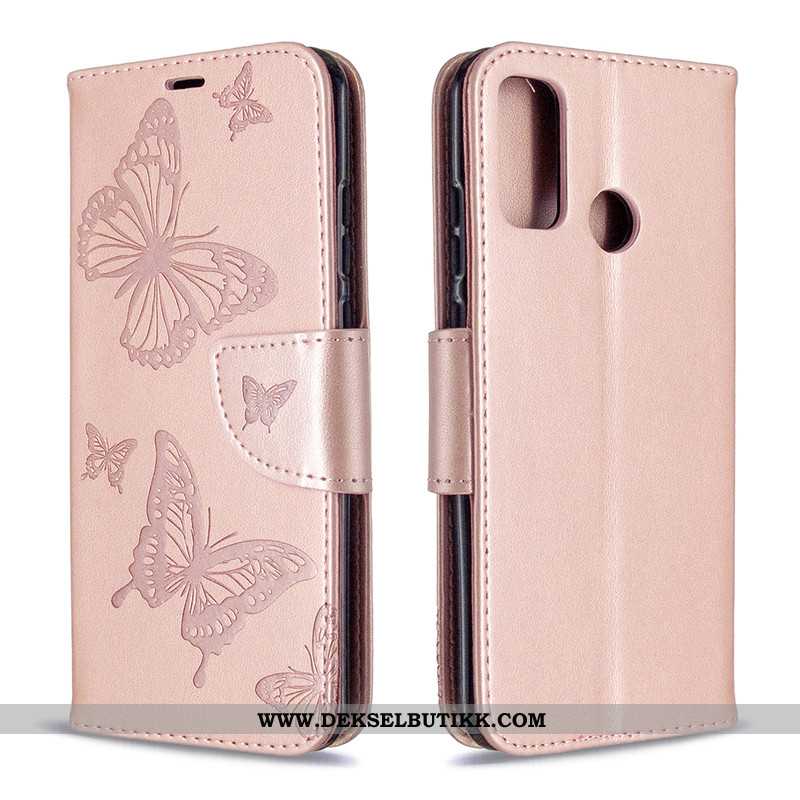 Deksel Huawei P Smart 2020 Hengende Ornamenter Folio Butterfly Etui Rosa, Huawei P Smart 2020 Relief