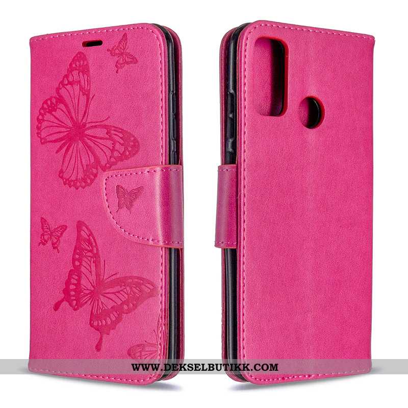 Deksel Huawei P Smart 2020 Hengende Ornamenter Folio Butterfly Etui Rosa, Huawei P Smart 2020 Relief