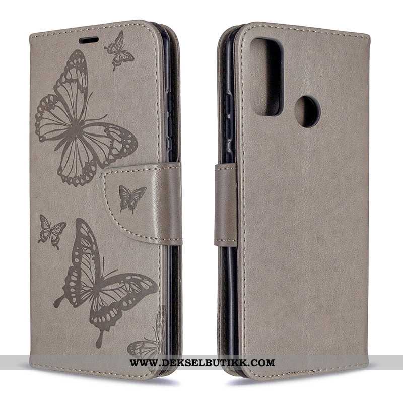 Deksel Huawei P Smart 2020 Hengende Ornamenter Folio Butterfly Etui Rosa, Huawei P Smart 2020 Relief