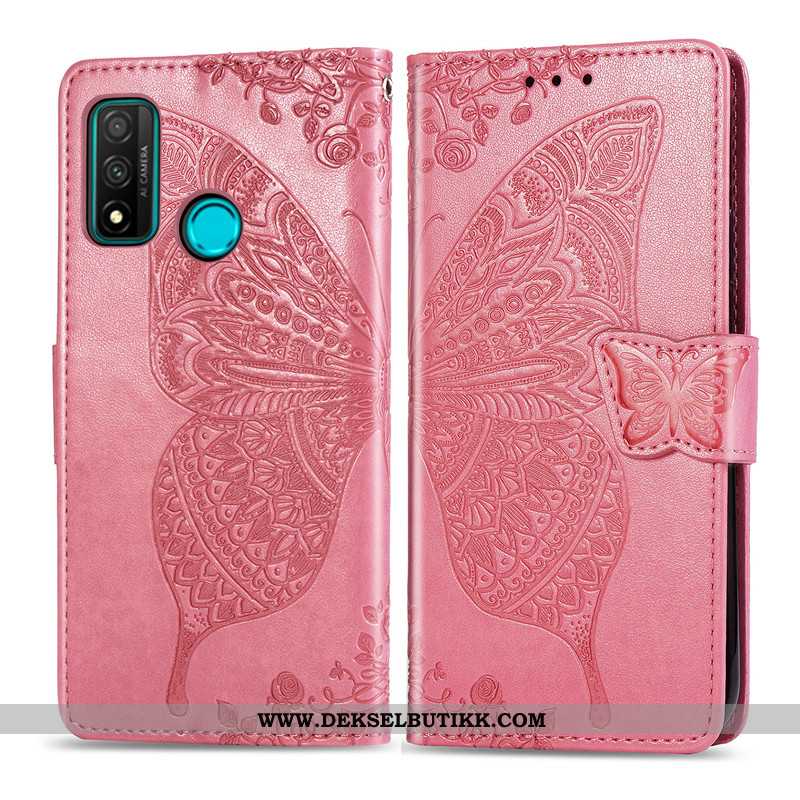 Deksel Huawei P Smart 2020 Skinn Lær Blomster Etui Rosa, Huawei P Smart 2020 Beskyttelse Billige