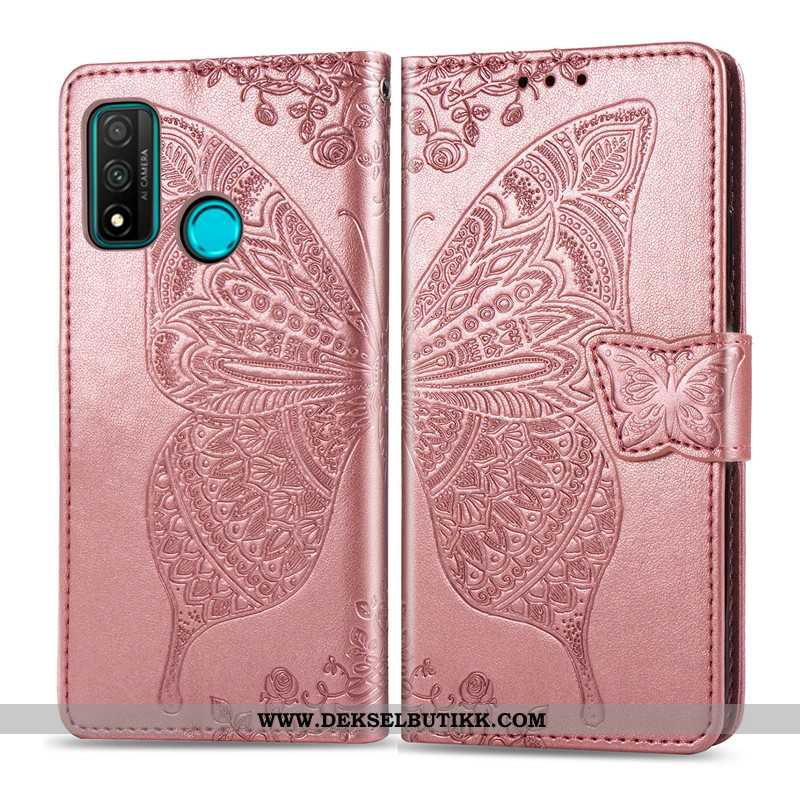 Deksel Huawei P Smart 2020 Skinn Lær Blomster Etui Rosa, Huawei P Smart 2020 Beskyttelse Billige