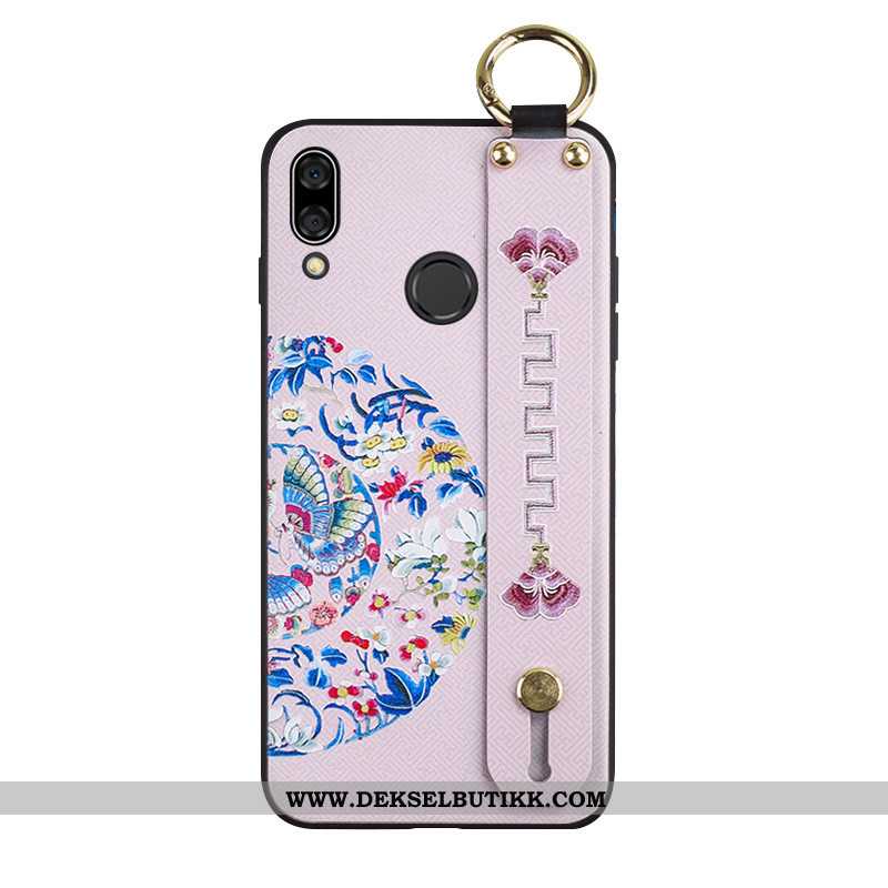 Deksel Huawei P Smart+ Beskyttelse Mobiltelefon Myke Silikon Rosa, Etui Huawei P Smart+ Hengende Orn