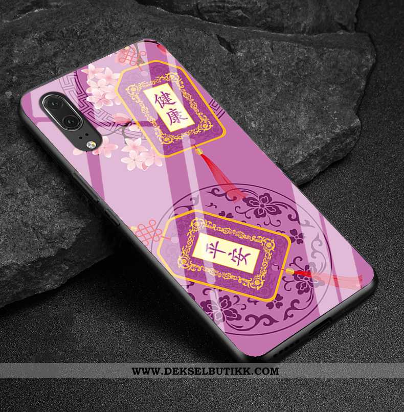 Deksel Huawei P20 Glass Etui Hard Rosa, Huawei P20 Skinn Rabatt