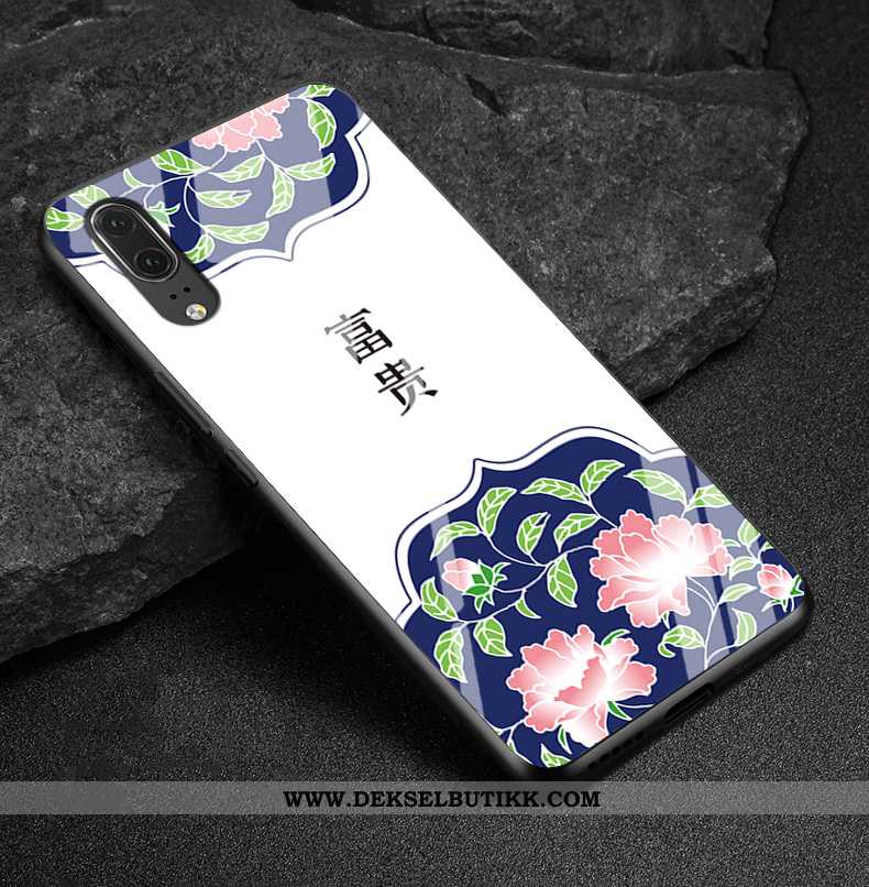 Deksel Huawei P20 Glass Etui Hard Rosa, Huawei P20 Skinn Rabatt