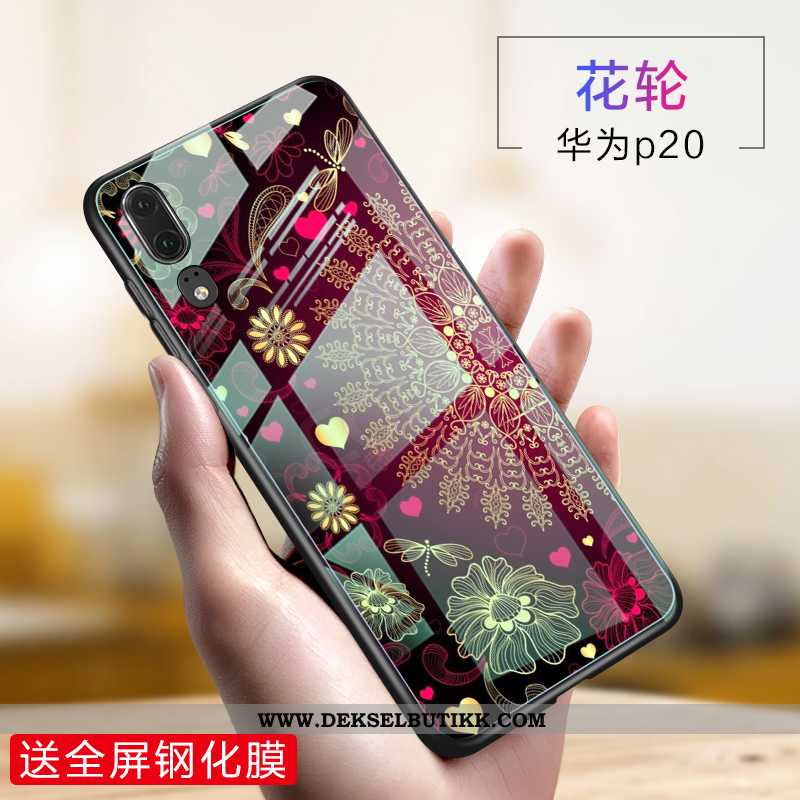 Deksel Huawei P20 Myke Glass Net Red Kreativ Lilla, Etui Huawei P20 Silikon Tilbud