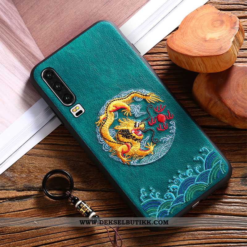 Deksel Huawei P30 Broderi Trend Vintage Palass Rød, Etui Huawei P30 Relieff Tilbud