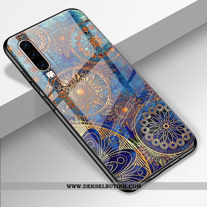 Deksel Huawei P30 Kreativ Glass Silikon Mobiltelefon Svart, Etui Huawei P30 Trend Rabatt