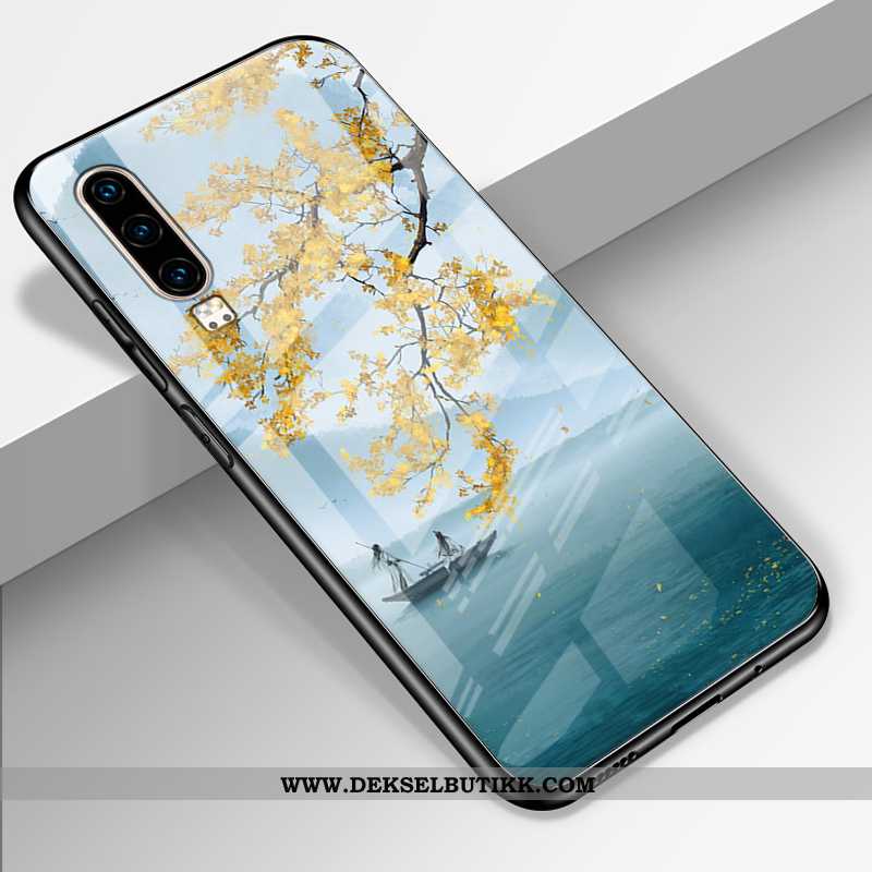 Deksel Huawei P30 Kreativ Glass Silikon Mobiltelefon Svart, Etui Huawei P30 Trend Rabatt