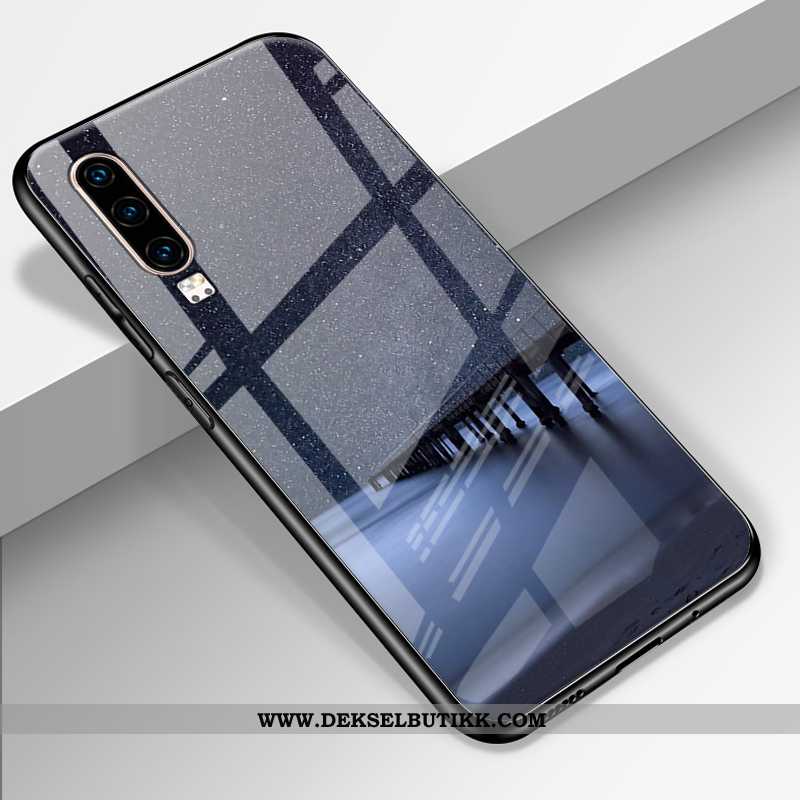 Deksel Huawei P30 Kreativ Glass Silikon Mobiltelefon Svart, Etui Huawei P30 Trend Rabatt