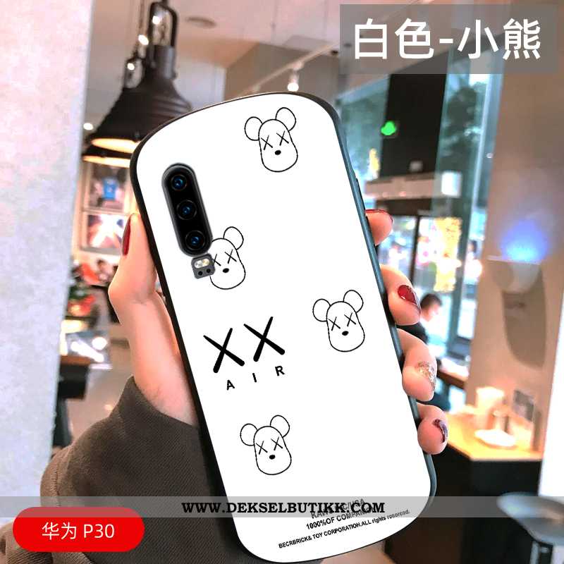 Deksel Huawei P30 Mote Etui Net Red Bow Hvitt, Huawei P30 Cartoon Billig