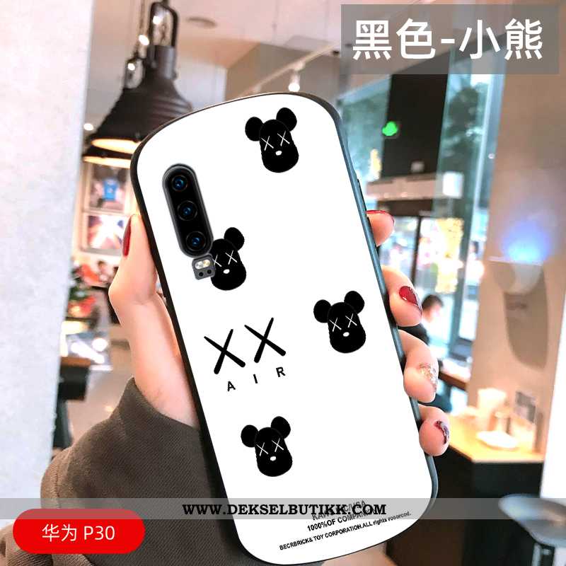 Deksel Huawei P30 Mote Etui Net Red Bow Hvitt, Huawei P30 Cartoon Billig