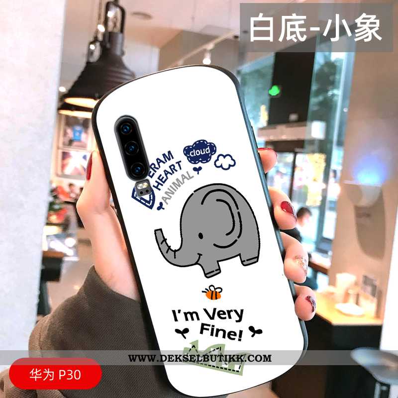 Deksel Huawei P30 Mote Etui Net Red Bow Hvitt, Huawei P30 Cartoon Billig