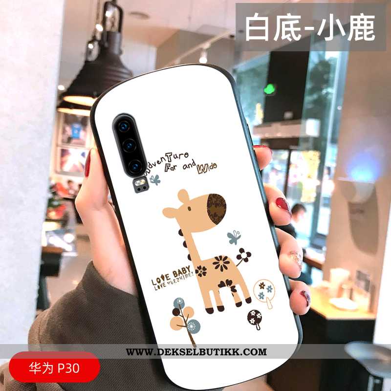 Deksel Huawei P30 Mote Etui Net Red Bow Hvitt, Huawei P30 Cartoon Billig