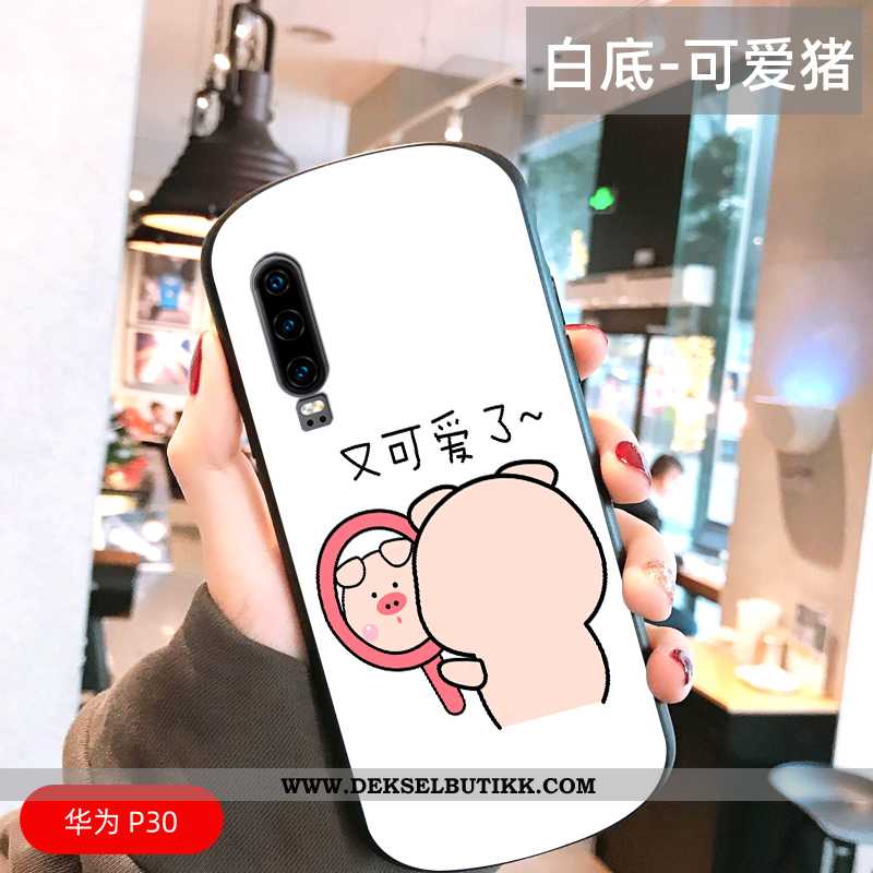 Deksel Huawei P30 Mote Etui Net Red Bow Hvitt, Huawei P30 Cartoon Billig