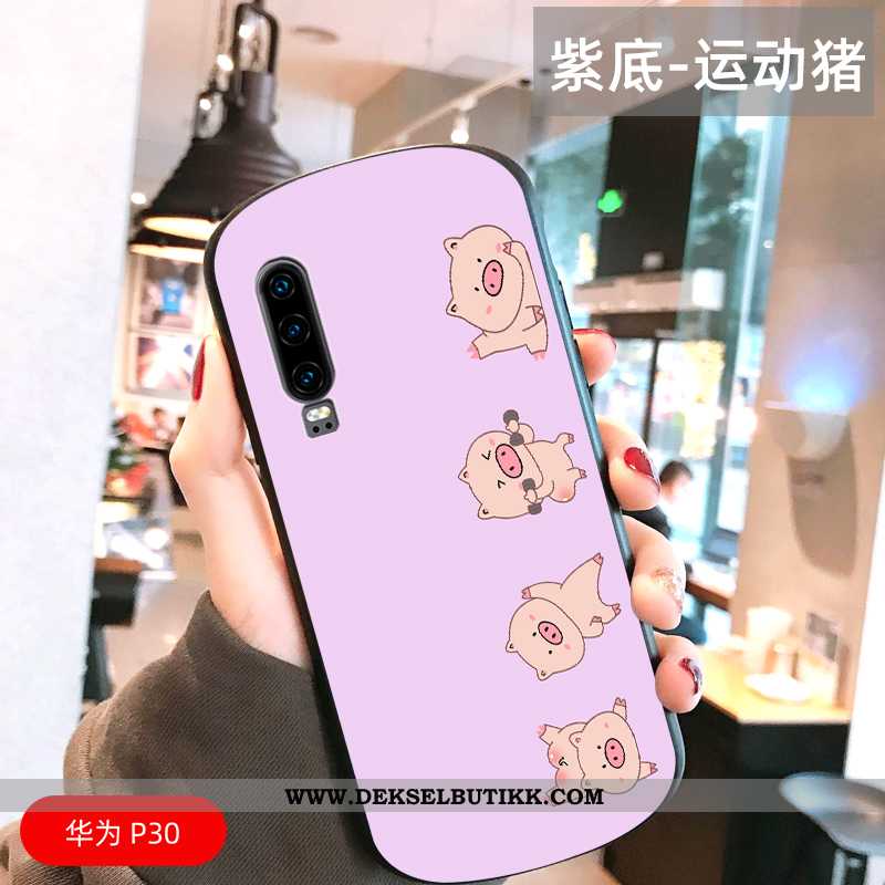 Deksel Huawei P30 Mote Etui Net Red Bow Hvitt, Huawei P30 Cartoon Billig