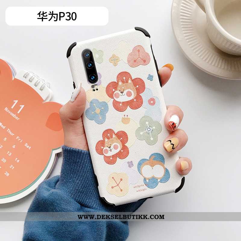 Deksel Huawei P30 Silikon Kreativ Silke Beige, Etui Huawei P30 Beskyttelse Billige