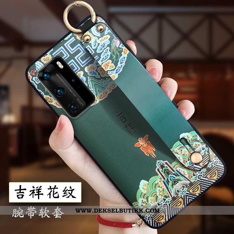 Deksel Huawei P40 Pro Silikon Kinesisk Stil Alt Inkludert Hengende Ornamenter Burgunder, Etui Huawei