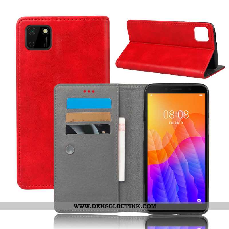 Deksel Huawei Y5p Lommebok Kort Folio Oransje, Etui Huawei Y5p Skinndeksel Tilbud