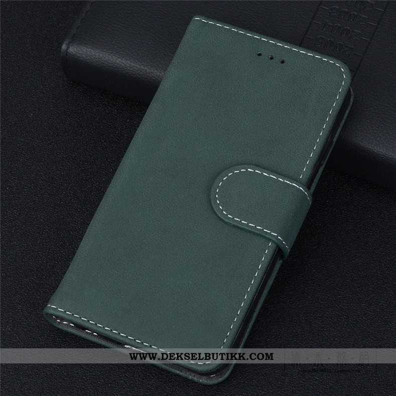 Deksel Moto E6 Plus Vintage Etui Folio Grønn, Moto E6 Plus Beskyttelse Billige