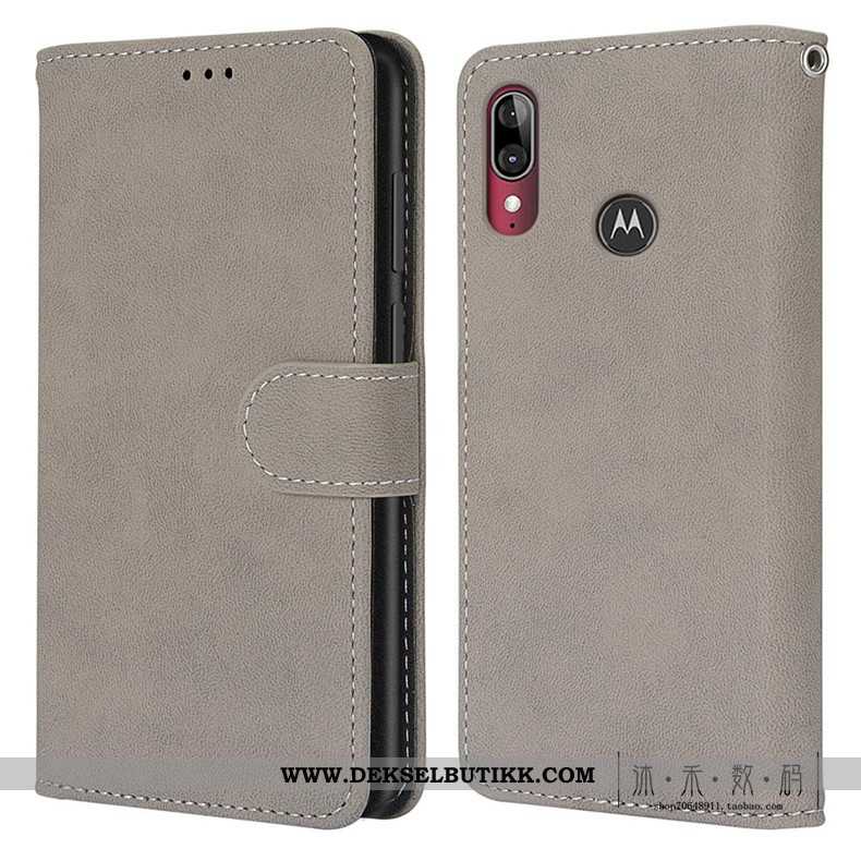 Deksel Moto E6 Plus Vintage Etui Folio Grønn, Moto E6 Plus Beskyttelse Billige