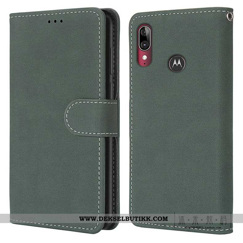 Deksel Moto E6 Plus Vintage Etui Folio Grønn, Moto E6 Plus Beskyttelse Billige