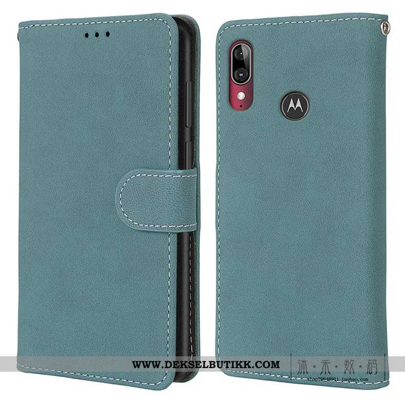 Deksel Moto E6 Plus Vintage Etui Folio Grønn, Moto E6 Plus Beskyttelse Billige