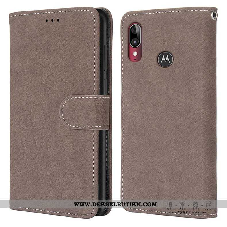 Deksel Moto E6 Plus Vintage Etui Folio Grønn, Moto E6 Plus Beskyttelse Billige