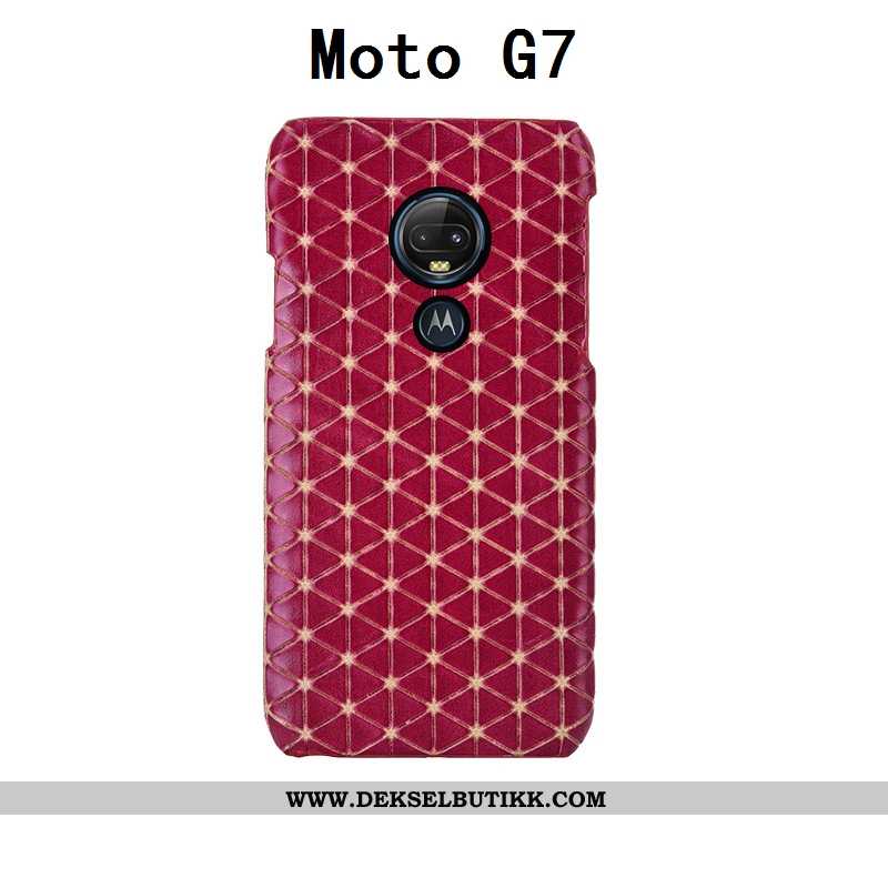 Deksel Moto G7 Luksus Tilpass Rutete Etui Svart, Moto G7 Av Personlighet Kjøpe