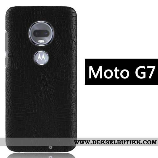 Deksel Moto G7 Mønster Krokodille Mobiltelefon Anti-fall Svart, Etui Moto G7 Kreativ Tilbud