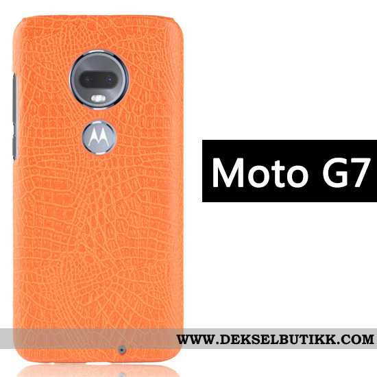 Deksel Moto G7 Mønster Krokodille Mobiltelefon Anti-fall Svart, Etui Moto G7 Kreativ Tilbud