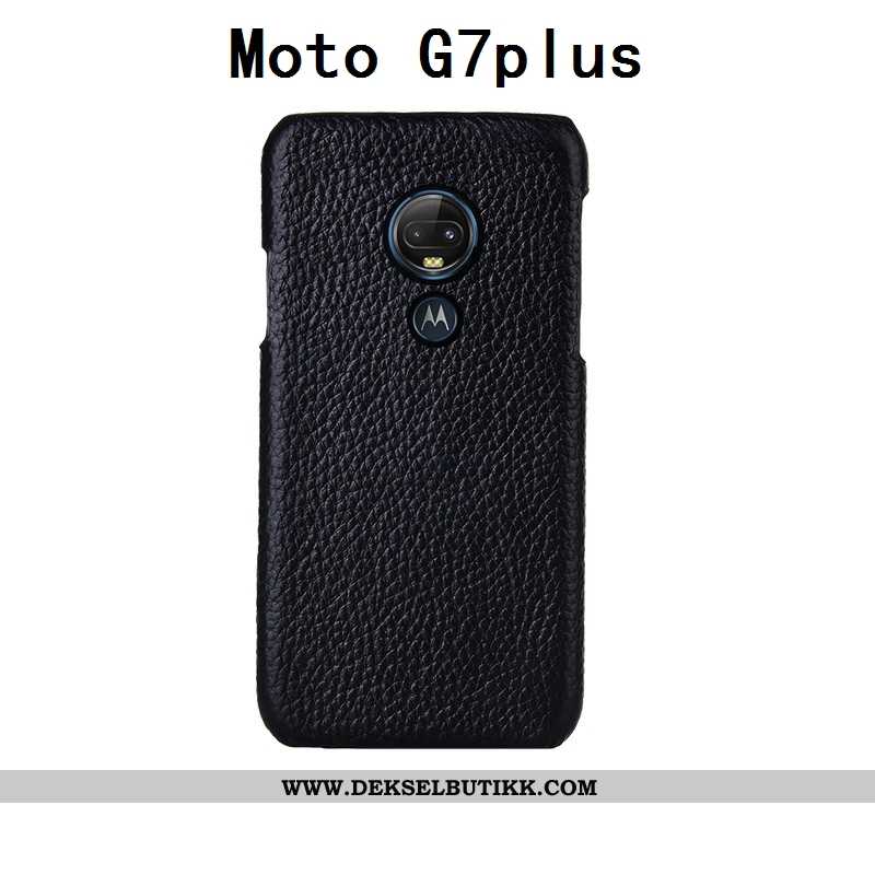 Deksel Moto G7 Plus Beskyttelse Rød Bakdeksel Skinn, Etui Moto G7 Plus Mote Billige