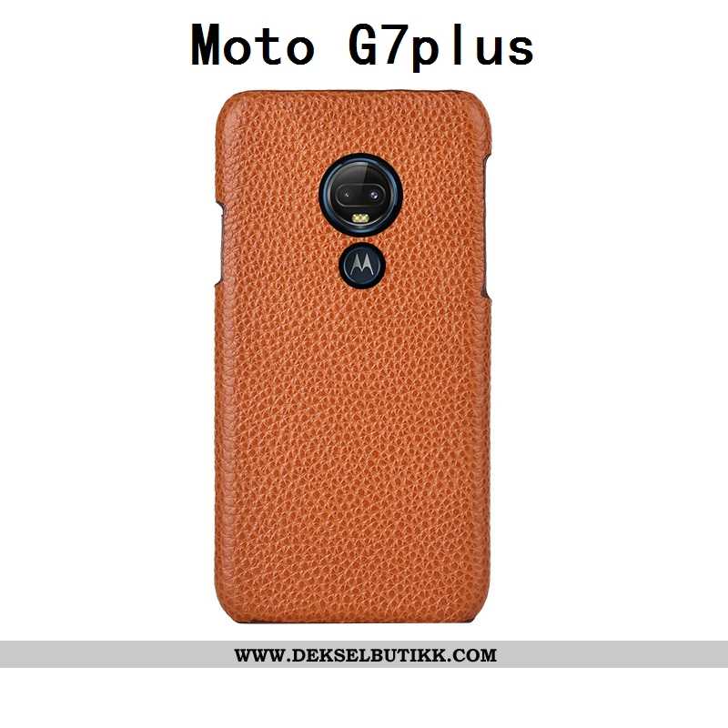 Deksel Moto G7 Plus Beskyttelse Rød Bakdeksel Skinn, Etui Moto G7 Plus Mote Billige