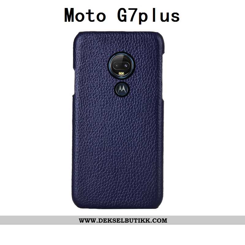 Deksel Moto G7 Plus Beskyttelse Rød Bakdeksel Skinn, Etui Moto G7 Plus Mote Billige