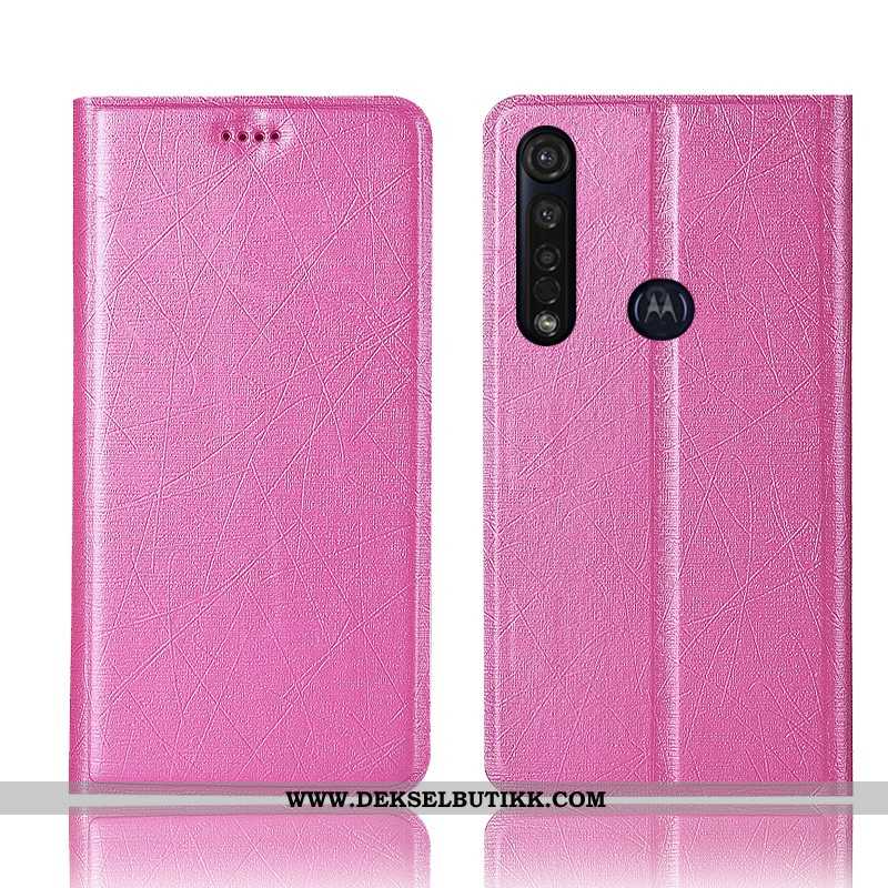 Deksel Moto G8 Plus Beskyttelse Folio Rød Rosa, Etui Moto G8 Plus Skinndeksel Tilbud