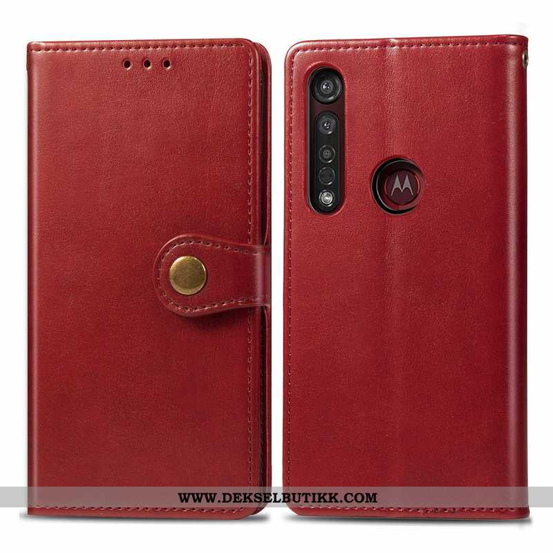 Deksel Moto G8 Plus Hengende Ornamenter Business Folio Etui Rød, Moto G8 Plus Skinn Lær Rabatt