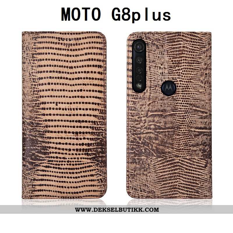 Deksel Moto G8 Plus Silikon Svart Folio Skinndeksel, Etui Moto G8 Plus Beskyttelse Tilbud