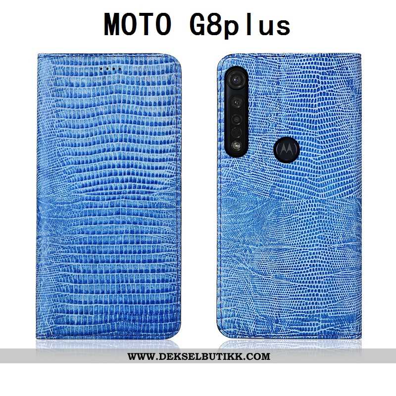 Deksel Moto G8 Plus Silikon Svart Folio Skinndeksel, Etui Moto G8 Plus Beskyttelse Tilbud