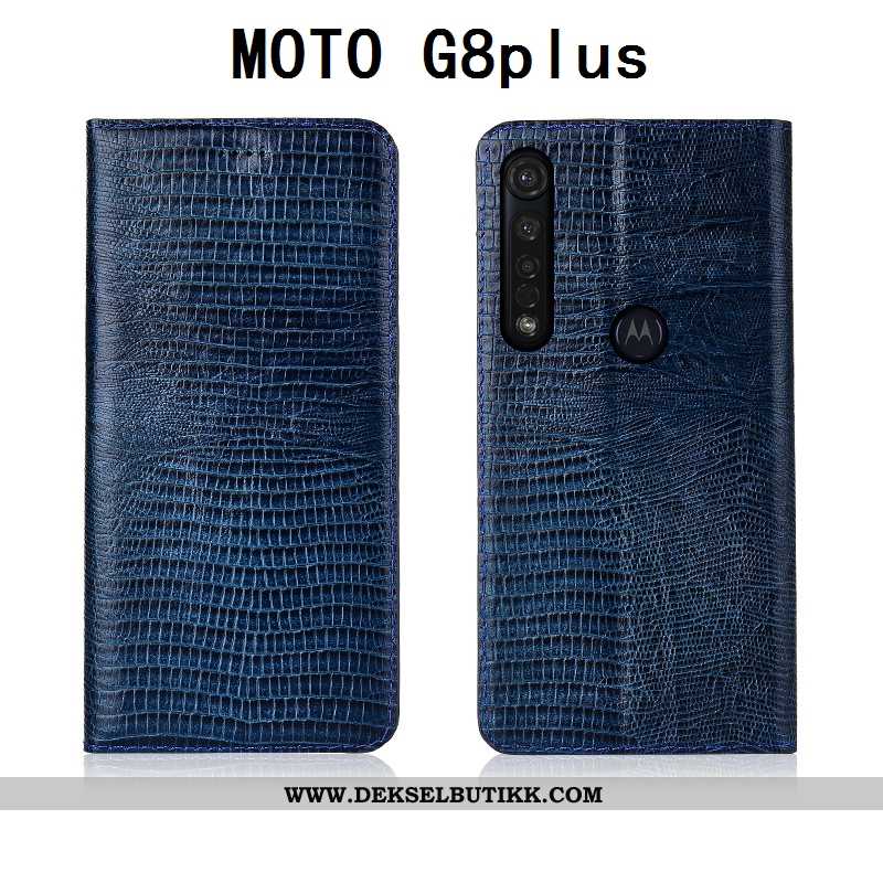 Deksel Moto G8 Plus Silikon Svart Folio Skinndeksel, Etui Moto G8 Plus Beskyttelse Tilbud