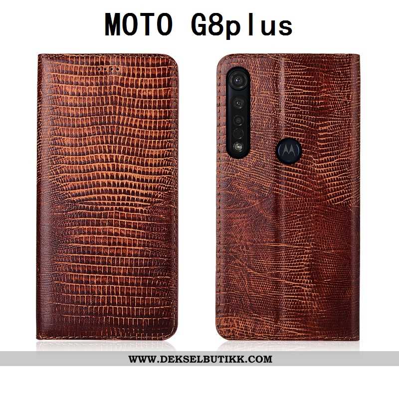 Deksel Moto G8 Plus Silikon Svart Folio Skinndeksel, Etui Moto G8 Plus Beskyttelse Tilbud