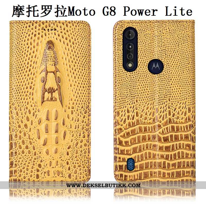 Deksel Moto G8 Power Lite Skinn Anti-fall Blå Mobiltelefon, Etui Moto G8 Power Lite Beskyttelse Salg