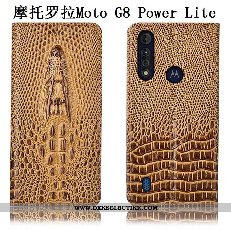 Deksel Moto G8 Power Lite Skinn Anti-fall Blå Mobiltelefon, Etui Moto G8 Power Lite Beskyttelse Salg