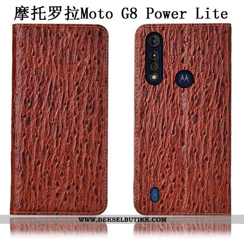 Deksel Moto G8 Power Lite Skinn Anti-fall Etui Beskyttelse Rød, Moto G8 Power Lite Mønster Til Salgs