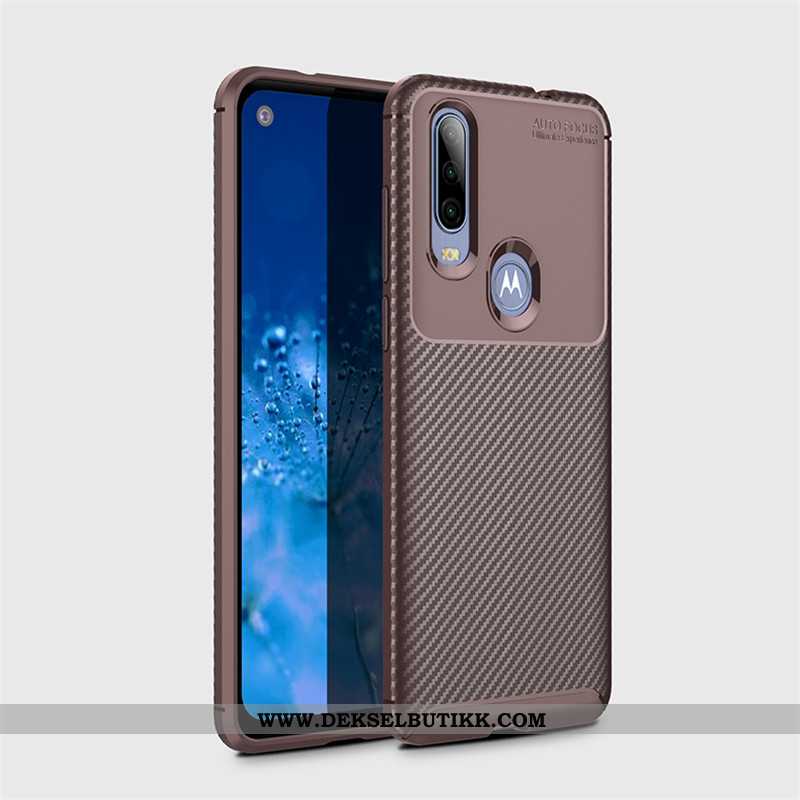 Deksel Motorola One Action Beskyttelse Myke Fiber Mønster Brun, Etui Motorola One Action Nubuck På N