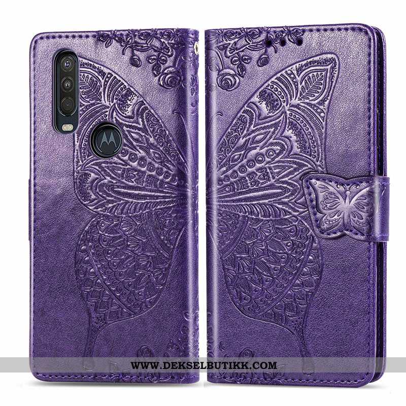 Deksel Motorola One Action Hengende Ornamenter Butterfly Folio Skinndeksel Rosa, Etui Motorola One A