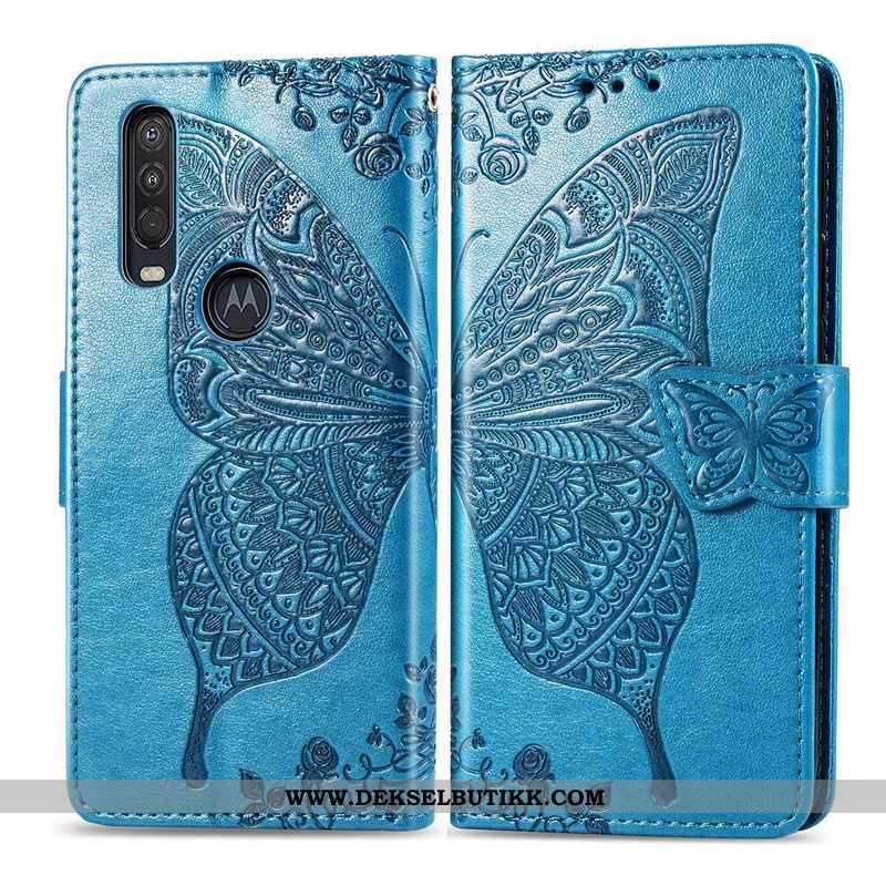 Deksel Motorola One Action Hengende Ornamenter Butterfly Folio Skinndeksel Rosa, Etui Motorola One A