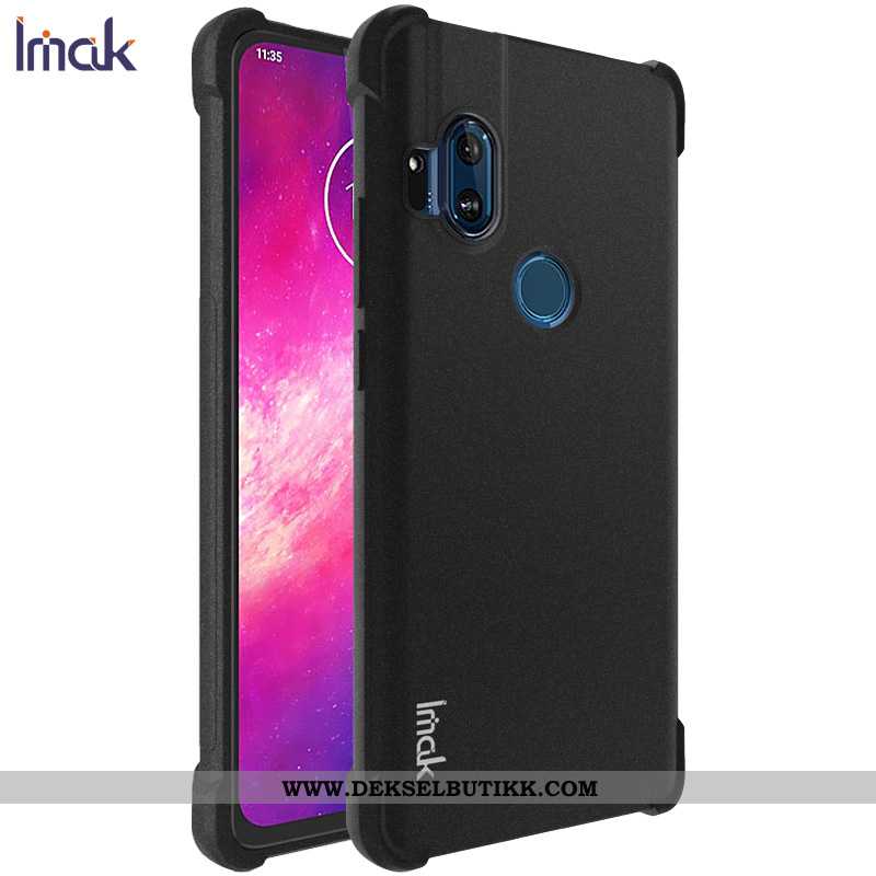 Deksel Motorola One Hyper Myke Nubuck Gasbag Anti-fall Svart, Etui Motorola One Hyper Beskyttelse Ti