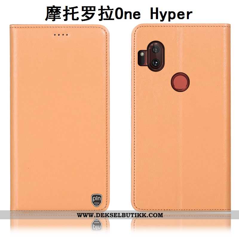 Deksel Motorola One Hyper Skinn Folio Orange Oransje, Etui Motorola One Hyper Mønster Tilbud