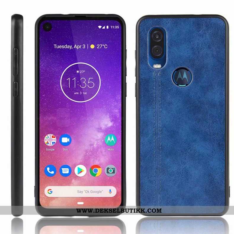 Deksel Motorola One Vision Beskyttelse Mobiltelefon Anti-fall Mørkeblå, Etui Motorola One Vision Mør