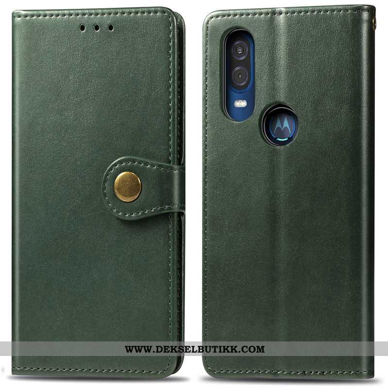 Deksel Motorola One Vision Skinndeksel Etui Skinn Lær Rød, Motorola One Vision Hengende Ornamenter T