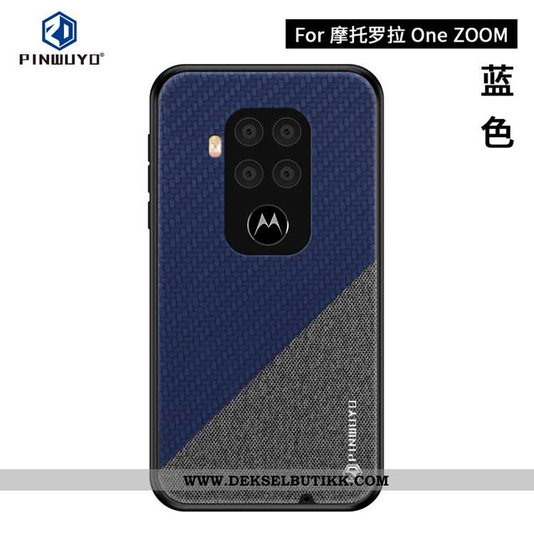 Deksel Motorola One Zoom Tynne Ultra Canvas Mørkeblå, Etui Motorola One Zoom Mønster Butikk